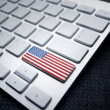 keyboard with american flag button