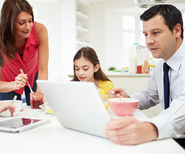 Family eating dinner